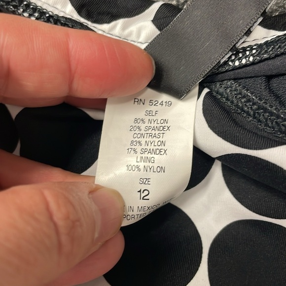 La Blanca Black and White Polka Dot Swim Bottom Skirt Size 12 NWT Ruched Tie - Picture 6 of 7